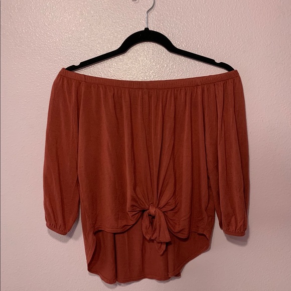 Off-the-shoulder Tie Top 
 ⠀⠀⠀⠀⠀⠀⠀⠀⠀⠀ - Picture 3 of 4